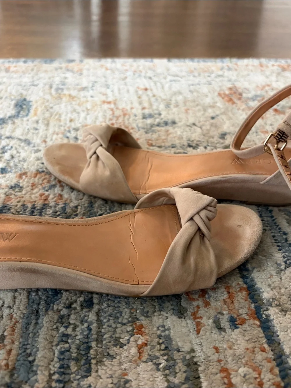 J. Crew Beige Knotted Ankle-Strap Sandals